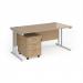 Maestro 25 straight desk 1600mm x 800mm with white cantilever frame and 3 drawer pedestal - Kendal Oak SBWH316KO
