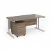 Maestro 25 straight desk 1600mm x 800mm with white cantilever frame and 3 drawer pedestal - Nebraska Oak SBWH316NO