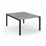 Connex Scalloped 1200 x 1600 x 725mm Back to Back Desk ( 2 x 1200mm ) - Black Frame / Grey Oak Top SCO1216-K-GO