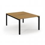 Connex Scalloped 1200 x 1600 x 725mm Back to Back Desk ( 2 x 1200mm ) - Black Frame Oak Top SCO1216-K-O