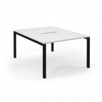 Connex Scalloped 1200 x 1600 x 725mm Back to Back Desk ( 2 x 1200mm ) - Black Frame / White Top SCO1216-K-WH