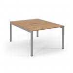 Connex Scalloped 1200 x 1600 x 725mm Back to Back Desk ( 2 x 1200mm ) - Silver Frame / Beech Top SCO1216-S-B