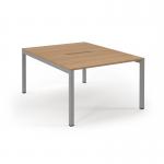 Connex Scalloped 1200 x 1600 x 725mm Back to Back Starter Bay - Silver Frame Beech Top SCO1216-SB-S-B
