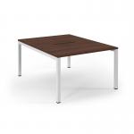 Connex Scalloped 1200 x 1600 x 725mm Back to Back Starter Bay - White Frame Walnut Top SCO1216-SB-WH-W