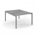 Connex Scalloped 1200 x 1600 x 725mm Back to Back Desk ( 2 x 1200mm ) - Silver Frame / Grey Oak Top SCO1216-S-GO