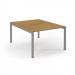 Connex Scalloped 1200 x 1600 x 725mm Back to Back Desk ( 2 x 1200mm ) - Silver Frame / Oak Top SCO1216-S-O