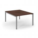 Connex Scalloped 1200 x 1600 x 725mm Back to Back Desk ( 2 x 1200mm ) - Silver Frame Walnut Top SCO1216-S-W