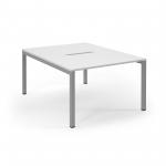 Connex Scalloped 1200 x 1600 x 725mm Back to Back Desk ( 2 x 1200mm ) - Silver Frame / White Top SCO1216-S-WH