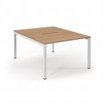 Connex Scalloped 1200 x 1600 x 725mm Back to Back Desk ( 2 x 1200mm ) - White Frame / Beech Top SCO1216-WH-B