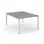 Connex Scalloped 1200 x 1600 x 725mm Back to Back Desk ( 2 x 1200mm ) - White Frame / Grey Oak Top SCO1216-WH-GO