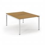 Connex Scalloped 1200 x 1600 x 725mm Back to Back Desk ( 2 x 1200mm ) - White Frame / Oak Top SCO1216-WH-O