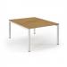 Connex Scalloped 1200 x 1600 x 725mm Back to Back Desk ( 2 x 1200mm ) - White Frame / Oak Top SCO1216-WH-O