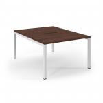 Connex Scalloped 1200 x 1600 x 725mm Back to Back Desk ( 2 x 1200mm ) - White Frame / Walnut Top SCO1216-WH-W