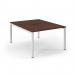 Connex Scalloped 1200 x 1600 x 725mm Back to Back Desk ( 2 x 1200mm ) - White Frame Walnut Top SCO1216-WH-W