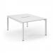 Connex Scalloped 1200 x 1600 x 725mm Back to Back Desk ( 2 x 1200mm ) - White Frame / White Top SCO1216-WH-WH