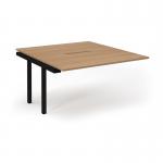 Connex Scalloped 1400 x 1600 x 725mm Back to Back Add On Bay - Black Frame Beech Top SCO1416-AB-K-B