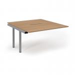 Connex Scalloped 1400 x 1600 x 725mm Back to Back Add On Bay - Silver Frame Beech Top SCO1416-AB-S-B