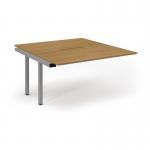Connex Scalloped 1400 x 1600 x 725mm Back to Back Add On Bay - Silver Frame Oak Top SCO1416-AB-S-O