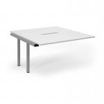 Connex Scalloped 1400 x 1600 x 725mm Back to Back Add On Bay - Silver Frame White Top SCO1416-AB-S-WH