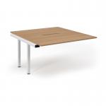 Connex Scalloped 1400 x 1600 x 725mm Back to Back Add On Bay - White Frame Beech Top SCO1416-AB-WH-B