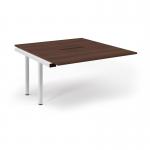 Connex Scalloped 1400 x 1600 x 725mm Back to Back Add On Bay - White Frame Walnut Top SCO1416-AB-WH-W