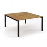 Connex Scalloped 1400 x 1600 x 725mm Back to Back Desk ( 2 x 1400mm ) - Black Frame / Oak Top SCO1416-K-O