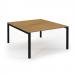 Connex Scalloped 1400 x 1600 x 725mm Back to Back Desk ( 2 x 1400mm ) - Black Frame / Oak Top SCO1416-K-O