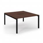 Connex Scalloped 1400 x 1600 x 725mm Back to Back Desk ( 2 x 1400mm ) - Black Frame / Walnut Top SCO1416-K-W