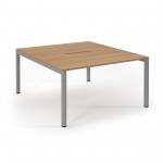 Connex Scalloped 1400 x 1600 x 725mm Back to Back Desk ( 2 x 1400mm ) - Silver Frame / Beech Top SCO1416-S-B