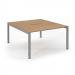 Connex Scalloped 1400 x 1600 x 725mm Back to Back Desk ( 2 x 1400mm ) - Silver Frame / Beech Top SCO1416-S-B