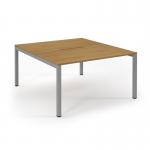 Connex Scalloped 1400 x 1600 x 725mm Back to Back Starter Bay - Silver Frame Oak Top SCO1416-SB-S-O