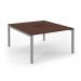 Connex Scalloped 1400 x 1600 x 725mm Back to Back Starter Bay - Silver Frame Walnut Top SCO1416-SB-S-W