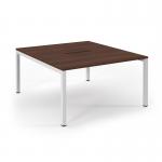 Connex Scalloped 1400 x 1600 x 725mm Back to Back Starter Bay - White Frame Walnut Top SCO1416-SB-WH-W