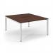 Connex Scalloped 1400 x 1600 x 725mm Back to Back Starter Bay - White Frame Walnut Top SCO1416-SB-WH-W