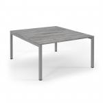 Connex Scalloped 1400 x 1600 x 725mm Back to Back Desk ( 2 x 1400mm ) - Silver Frame / Grey Oak Top SCO1416-S-GO