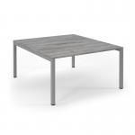 Connex Scalloped 1400 x 1600 x 725mm Back to Back Desk ( 2 x 1400mm ) - Silver Frame Grey Oak Top SCO1416-S-GO