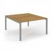 Connex Scalloped 1400 x 1600 x 725mm Back to Back Desk ( 2 x 1400mm ) - Silver Frame / Oak Top SCO1416-S-O