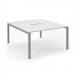 Connex Scalloped 1400 x 1600 x 725mm Back to Back Desk ( 2 x 1400mm ) - Silver Frame / White Top SCO1416-S-WH