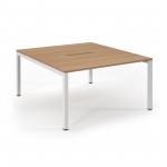 Connex Scalloped 1400 x 1600 x 725mm Back to Back Desk ( 2 x 1400mm ) - White Frame / Beech Top SCO1416-WH-B