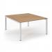 Connex Scalloped 1400 x 1600 x 725mm Back to Back Desk ( 2 x 1400mm ) - White Frame / Beech Top SCO1416-WH-B