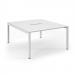 Connex Scalloped 1400 x 1600 x 725mm Back to Back Desk ( 2 x 1400mm ) - White Frame / White Top SCO1416-WH-WH