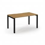 Connex Scalloped 1400 x 800 x 725mm Single Desk - Black Frame / Oak Top SCO148-K-O