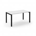 Connex Scalloped 1400 x 800 x 725mm Single Desk - Black Frame / White Top SCO148-K-WH