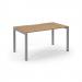 Connex Scalloped 1400 x 800 x 725mm Single Desk - Silver Frame / Beech Top SCO148-S-B