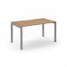 Connex Scalloped 1400 x 800 x 725mm Single Desk - Silver Frame Beech Top SCO148-S-B