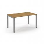 Connex Scalloped 1400 x 800 x 725mm Single Starter Bay - Silver Frame Oak Top SCO148-SB-S-O