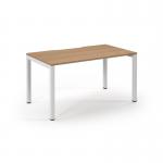 Connex Scalloped 1400 x 800 x 725mm Single Starter Bay - White Frame Beech Top SCO148-SB-WH-B