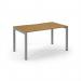 Connex Scalloped 1400 x 800 x 725mm Single Desk - Silver Frame Oak Top SCO148-S-O