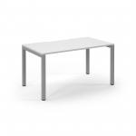 Connex Scalloped 1400 x 800 x 725mm Single Desk - Silver Frame / White Top SCO148-S-WH