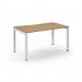 Connex Scalloped 1400 x 800 x 725mm Single Desk - White Frame Beech Top SCO148-WH-B